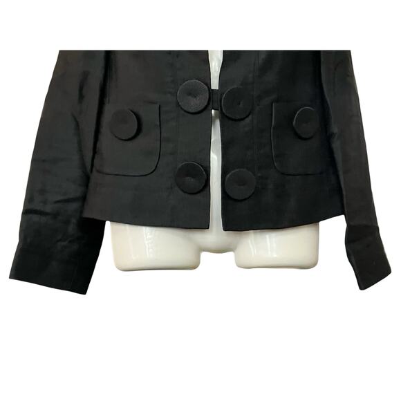 Etcetera Women's Black Designer Linen Blend Lined Blazer Oversized Buttons SZ 10 - Picture 9 of 13